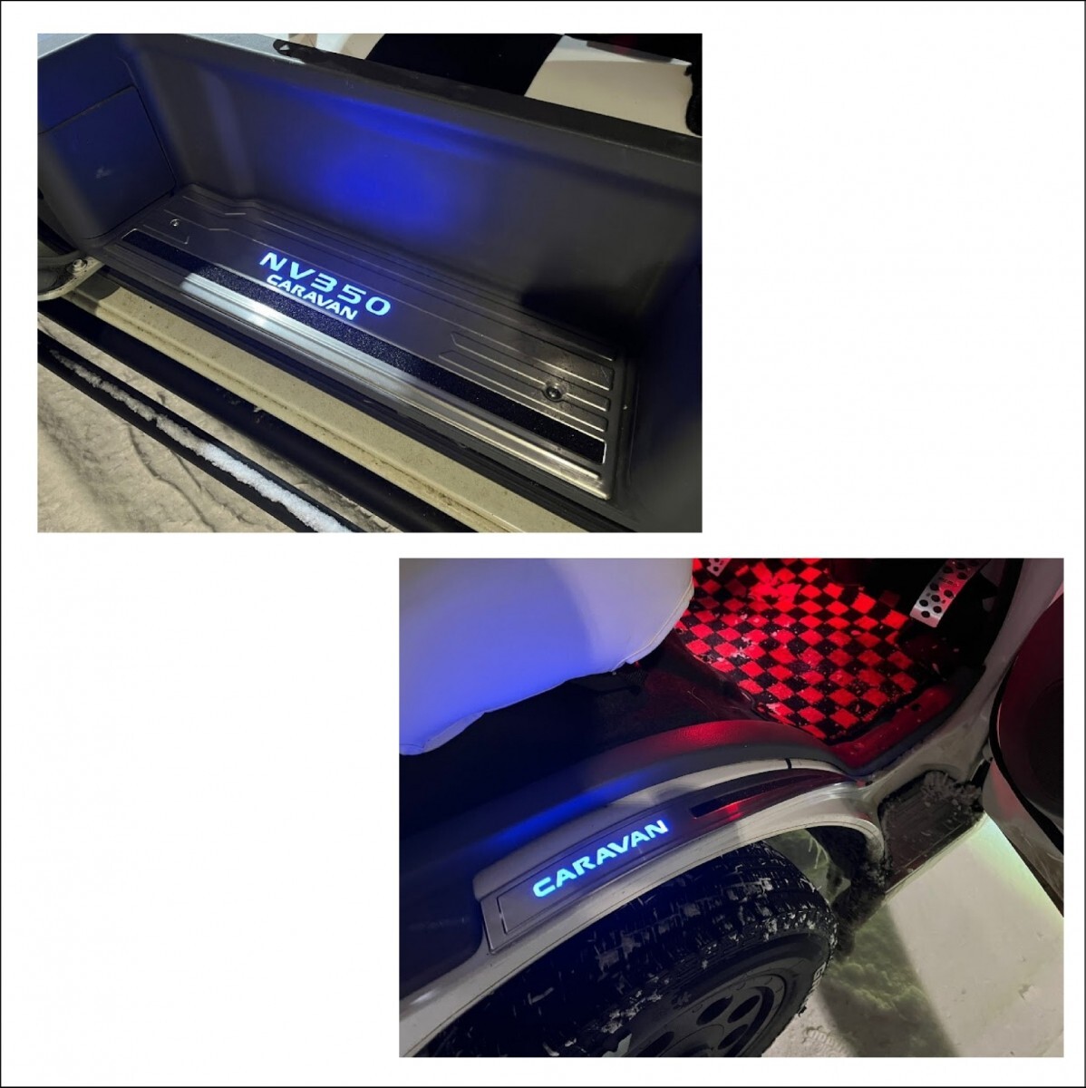 日産 キャラバン NV350 E26 高輝 LED スカッフプレート ステンレス ウェルカム ペダル ライト ドア カバー 5枚フルセット (シルバー)_画像2