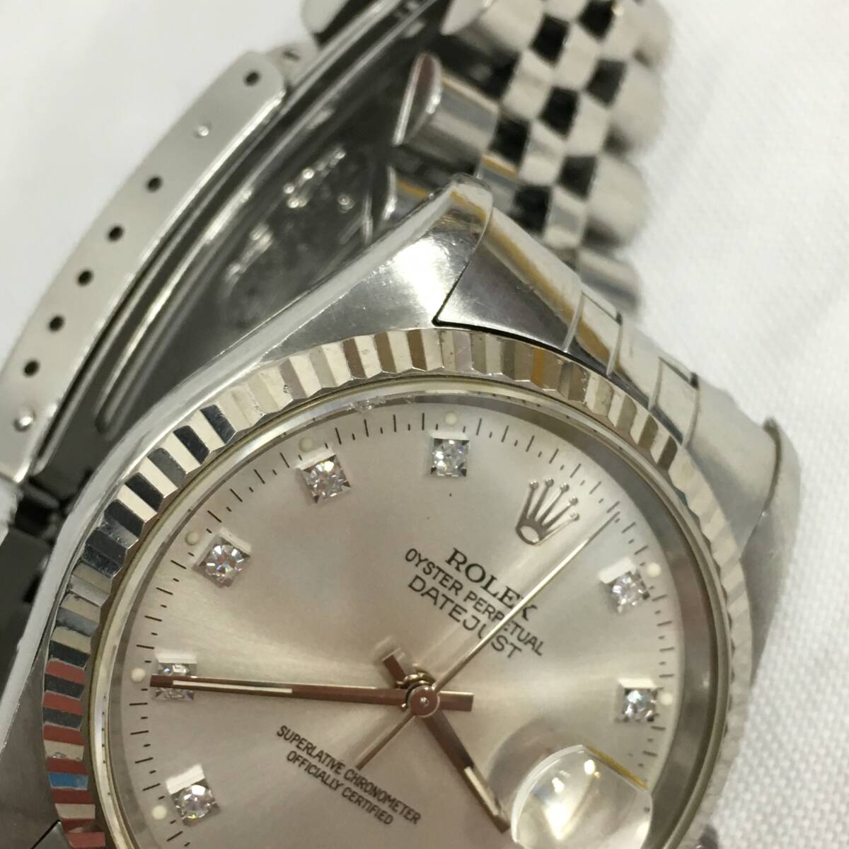 【動作品】ROLEX ロレックス DATEJUST デイトジャスト Ref:16234 10Pダイヤ 自動巻き 腕時計 メンズ シルバー文字盤 の画像5