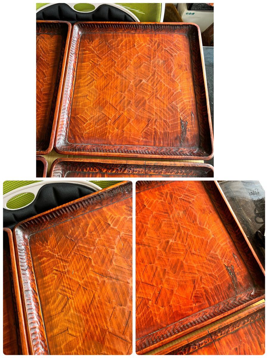  era thing .. carving .. pulling out tray . seat serving tray four person tray tea utensils angle tray 4 point 