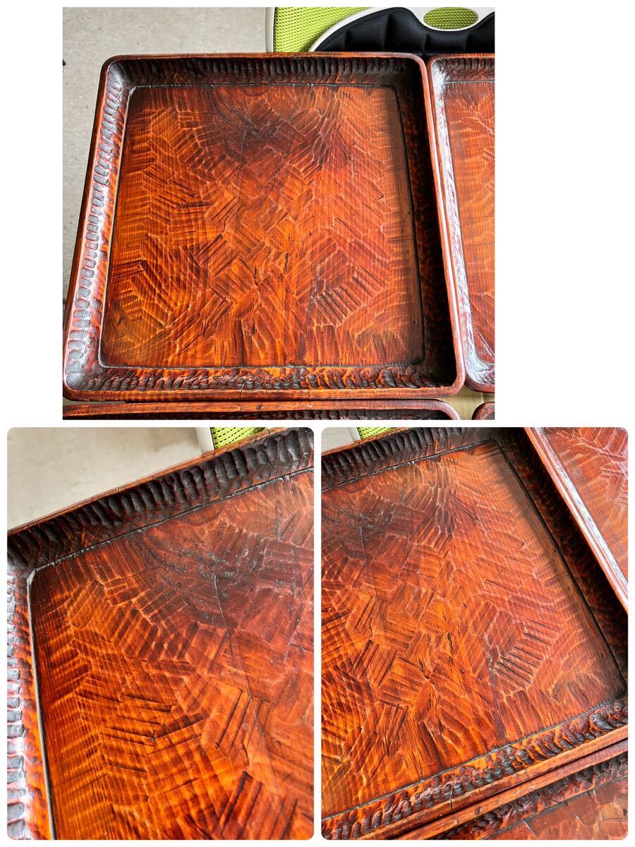  era thing .. carving .. pulling out tray . seat serving tray four person tray tea utensils angle tray 4 point 