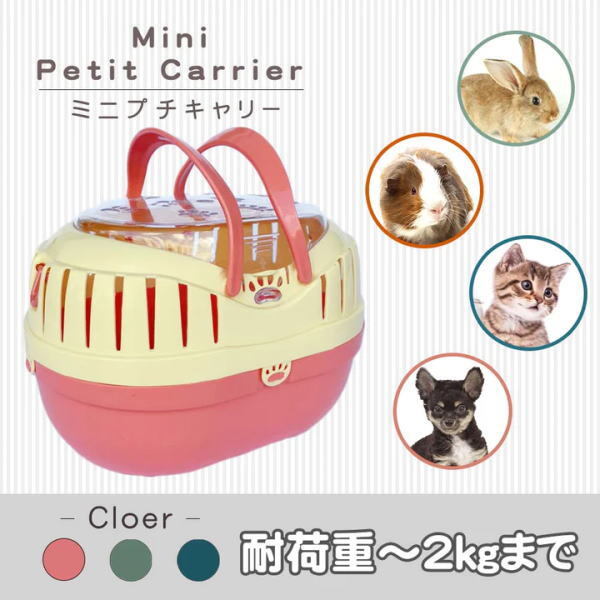 送料無料 ミニプチキャリー（グリーン） PC-0G 4995723700367 超小型犬 子犬 子猫 小動物 鳥用 キャリー 適応体重2kgまで キャリーケース_画像2