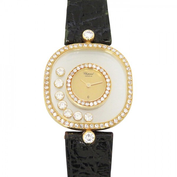 ショパール Chopard ハッピーダイヤモンド ベゼルダイヤ 20/4167 ゴールド文字盤 中古 腕時計 レディース
