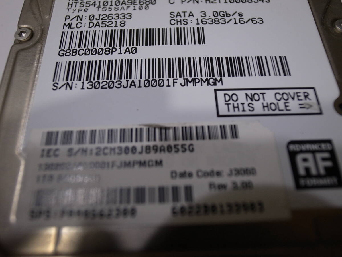 送料込み！使用時間 1881時間//HGST SATA 2.5インチ 1TB HDD 9.5mm _画像3