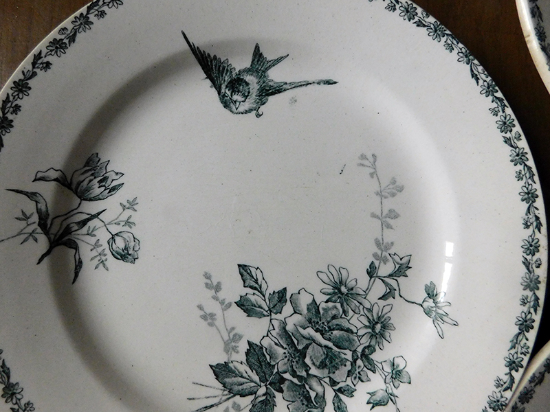 ★フランスアンティーク 鳥とお花のデザート皿 ４枚セットの画像3