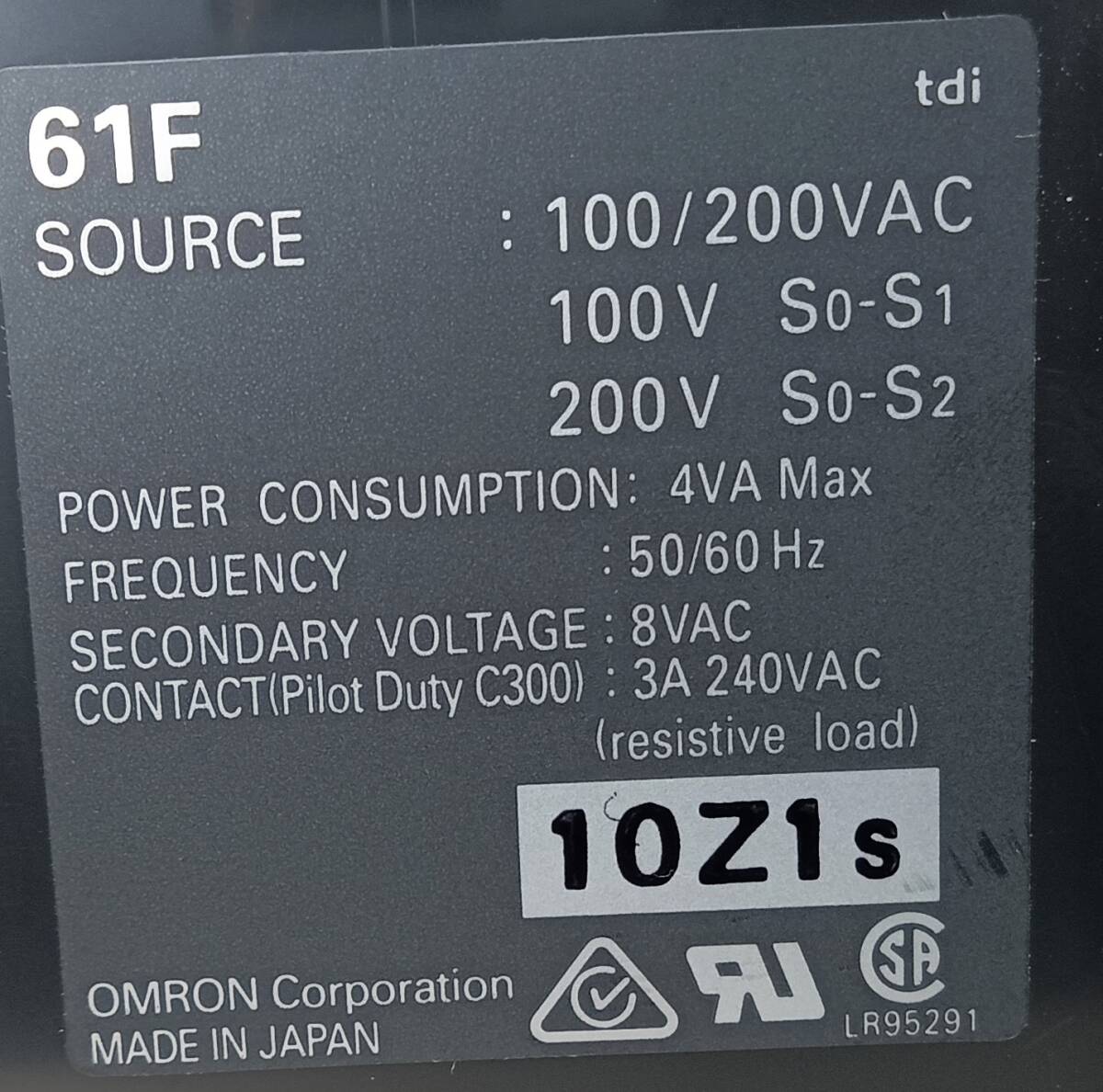 OMRON 61F-IN　フロートなしスイッチ　コンパクトタイプ　形61Ｆ　ＡＣ100/200Ｖ　未使用 箱破損_画像3