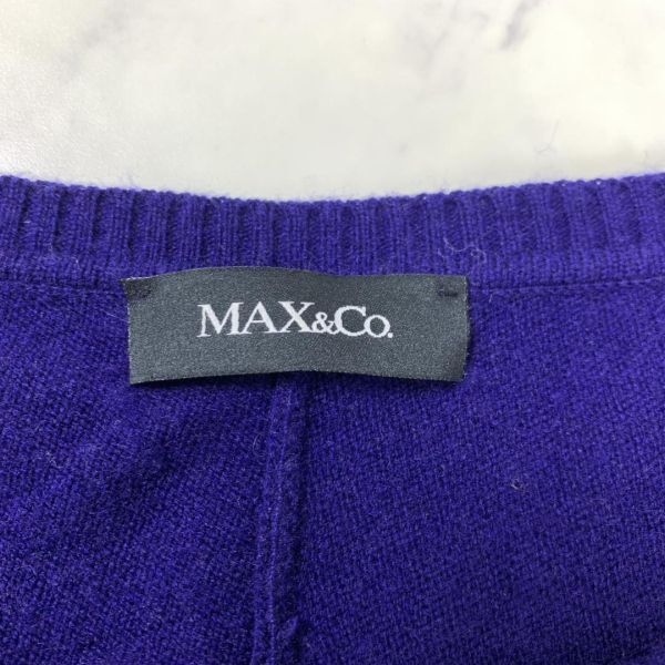 A2671 マックスアンドコー 長袖カーディガン ブルー MAX&Co マックスマーラ 装飾 ショート丈 ウール ポケット付 S_画像4
