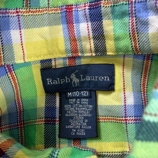 A2745 Ralph Lauren рубашка с коротким рукавом хлопок проверка желтый цвет Ralph Lauren желтый one отметка . хлопок кнопка down 150 соответствует M10-12