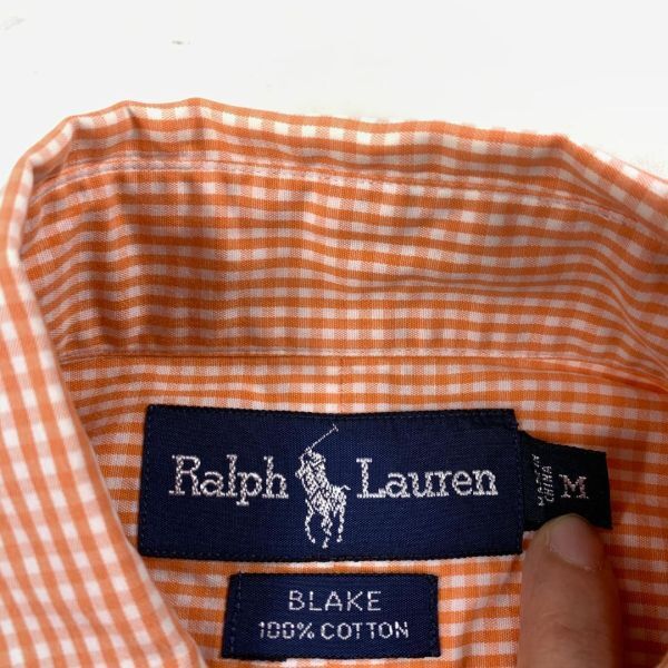 LA1357 ラルフローレン チェック柄半袖シャツ オレンジ Ralph Lauren コットンシャツ 白ホワイト マルチカラー BLAKE 綿100％ M_画像5