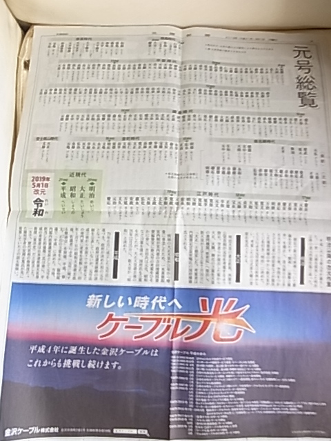 号外　新元号　令和　れいわ　4月1日　新聞　裏面は元号総覧　飛鳥時代から現時代まで　7世紀から21世紀_画像3