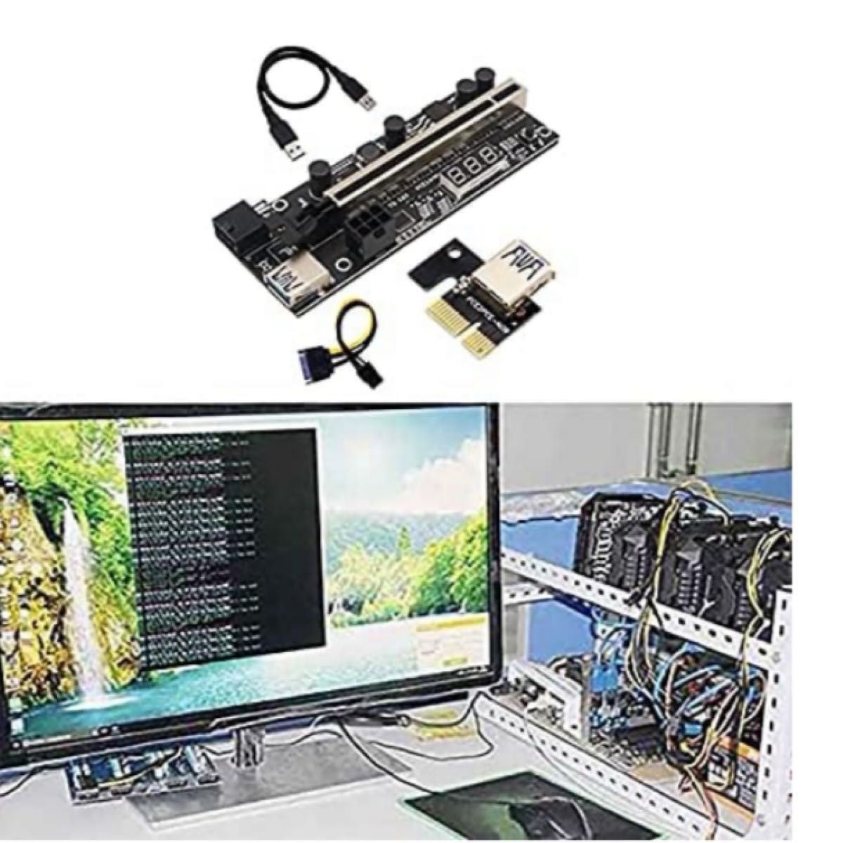  4セット PCIEライザー 1X~16Xグラフィック拡張 温度センサー付き 