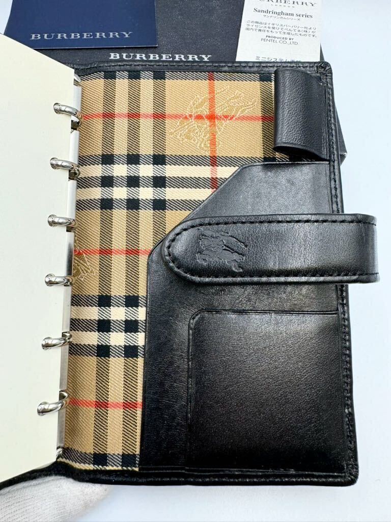 未使用品 バーバリー システム手帳 ミニ6穴サイズ ブラック 未使用品 バーバリー システム手帳 ミニ6穴サイズ ブラック