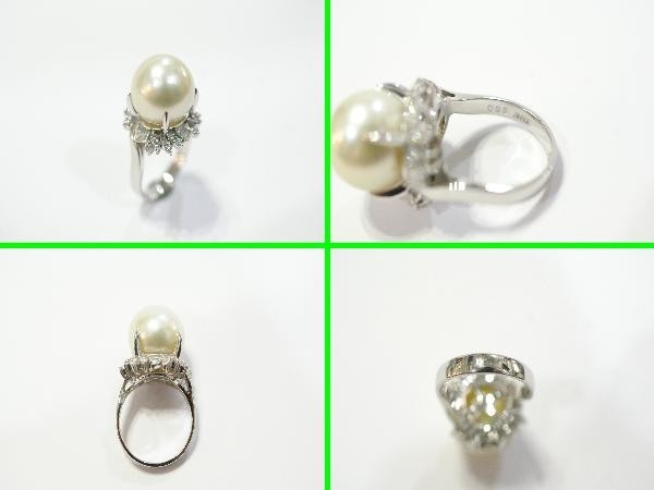 ○新品同様 プラチナ Pt900 真珠 パール ダイヤ 0.55ct 指輪 リング12.3g RDO2_画像3