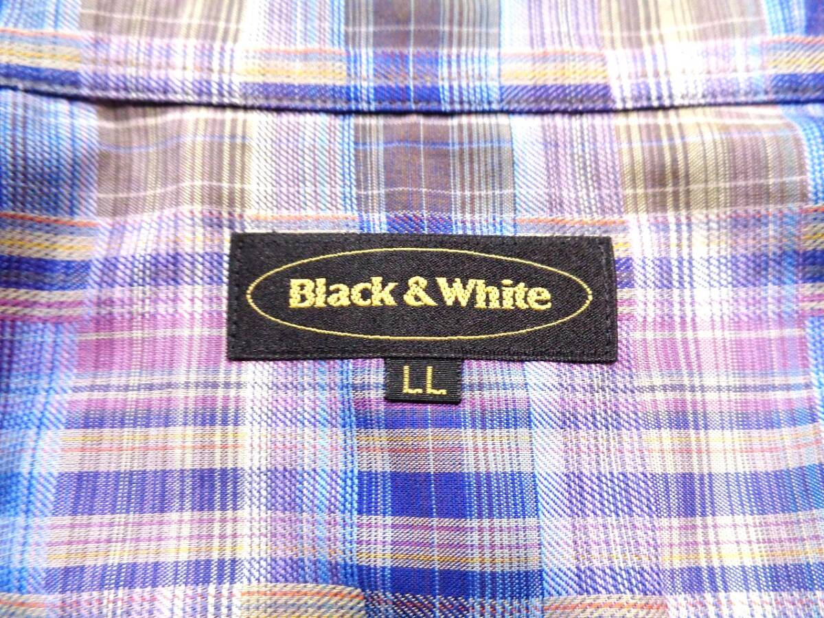 BLACK&WHITE シャツ LL ブラック&ホワイト_画像2