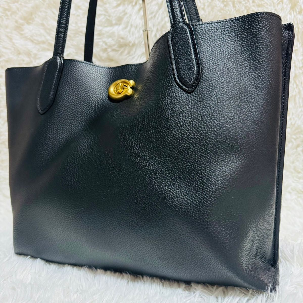 【極美品】COACH トートバッグ ターンロック 黒 A4 極美品 コーチ トートバッグ 肩掛け ターンロック A4収納