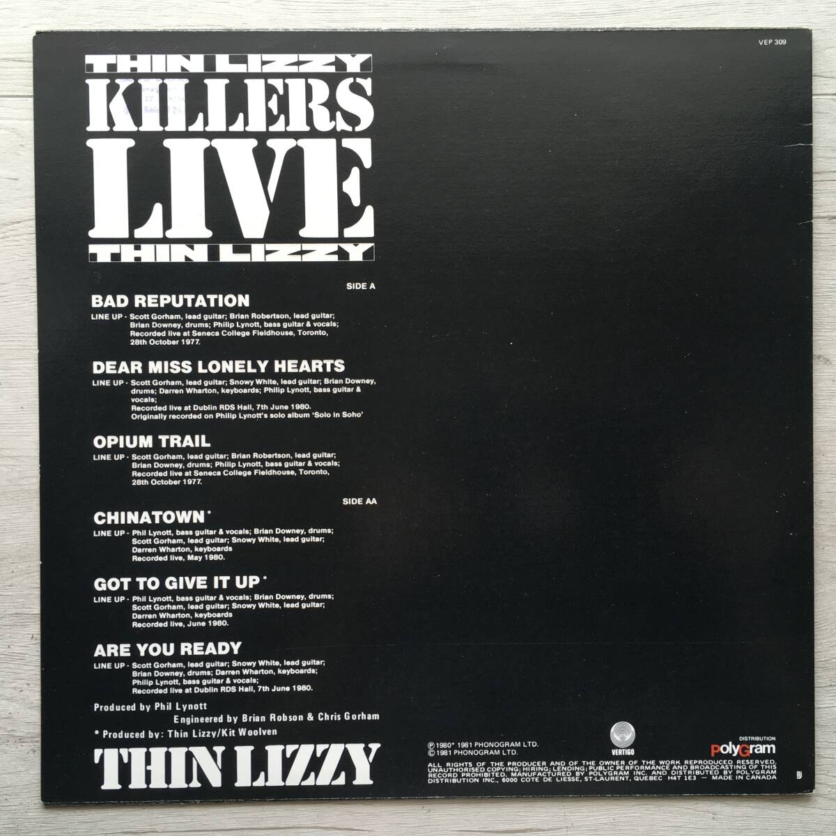 CANADA THIN LIZZY KILLERS LIVE カナダ盤