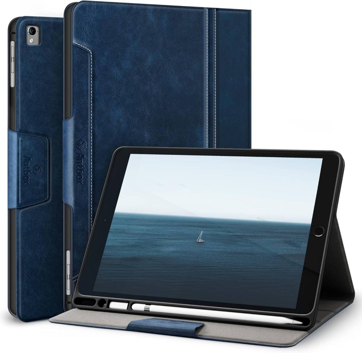 Antbox iPad 9.7 ケース(iPad 第6/5世代 ケース) iPad Air2 ケース/iPad Air ケース/iPad Pro 9.7 ケース 高級ソフトPUレザー製 (ブルー)_画像1