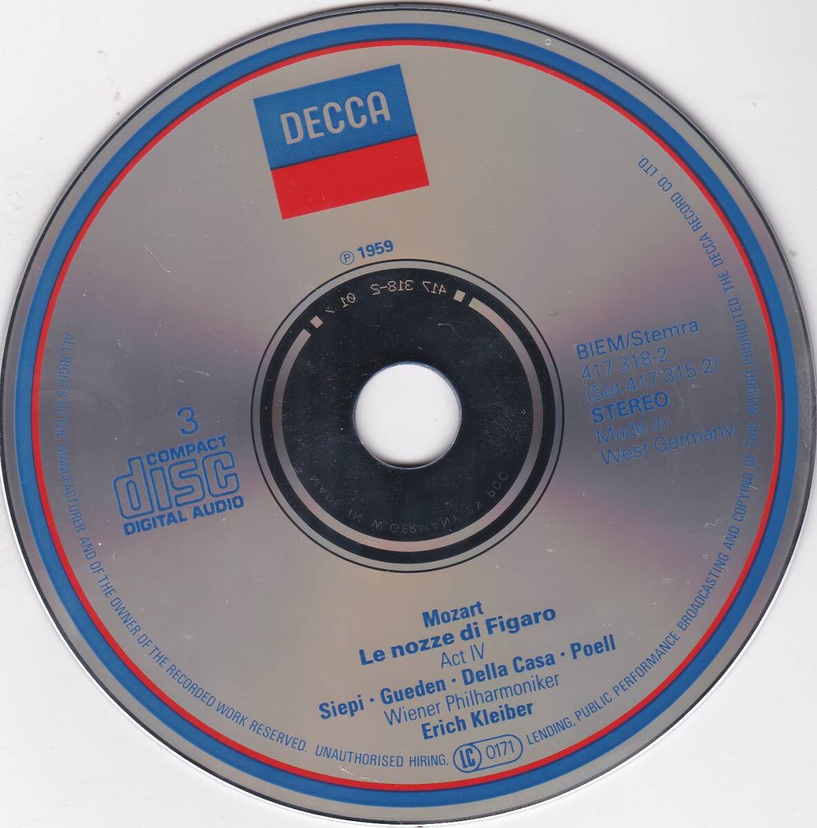 ♪DECCA西独盤♪クライバー モーツァルト フィガロの結婚 ３CD Made In W,Germany By PDOの画像5