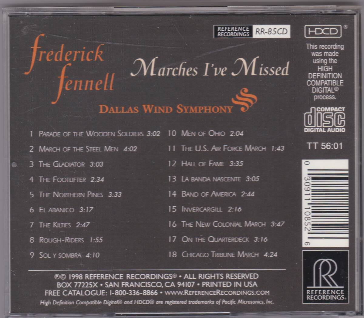 ♪Reference Recordings♪フェネル　frederick fennell　Marches I’ve Missed_画像2
