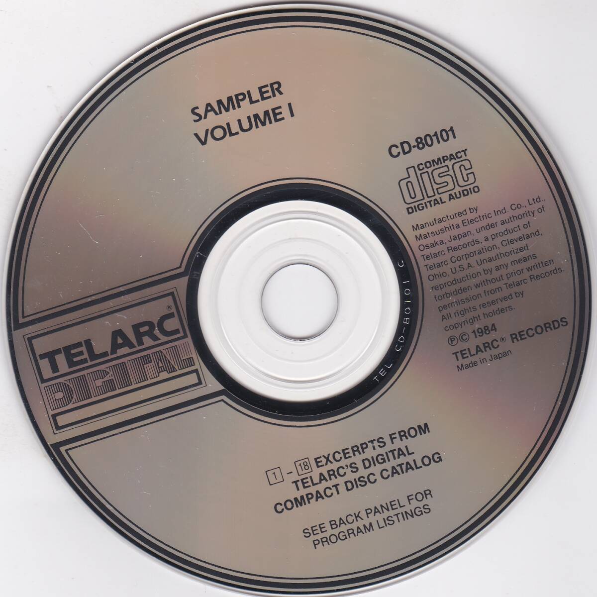 ♪TELARC初期盤♪SAMPLER Vol,１ TELARC DIGITAL COMPACT DISCS 松下電器産業プレス！の画像3