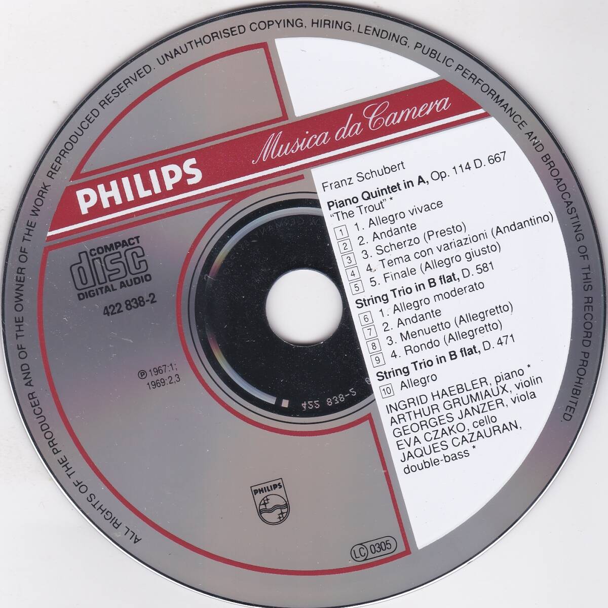 ♪PHILIPS西独盤♪ヘブラー、グリュミオー　シューベルト　ます　Made In W,Germany By PDO_画像3