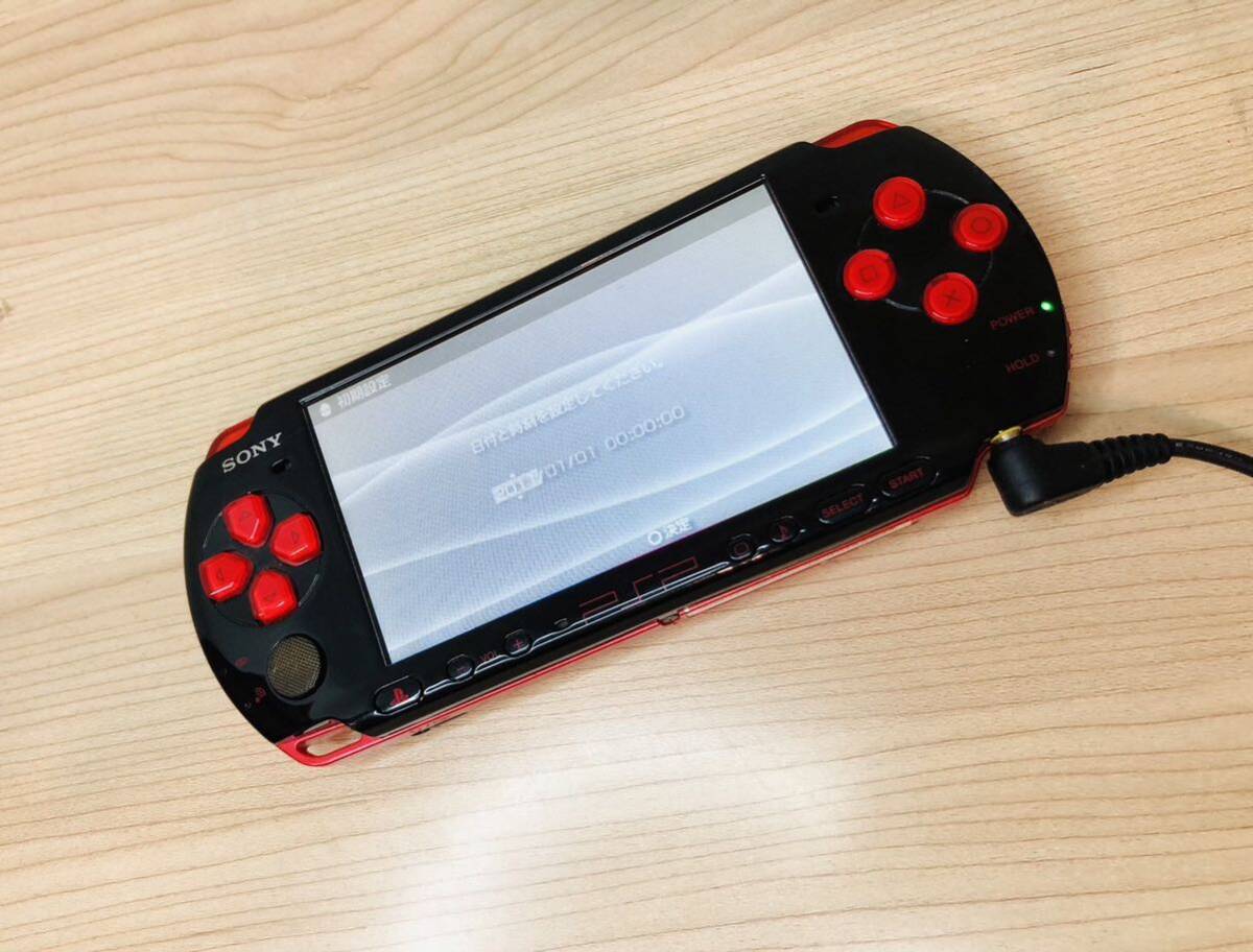 ☆SONY PSP-3000 モンスターハンターポータブル ソフト 電池パック コード欠品 通電確認済みの画像7