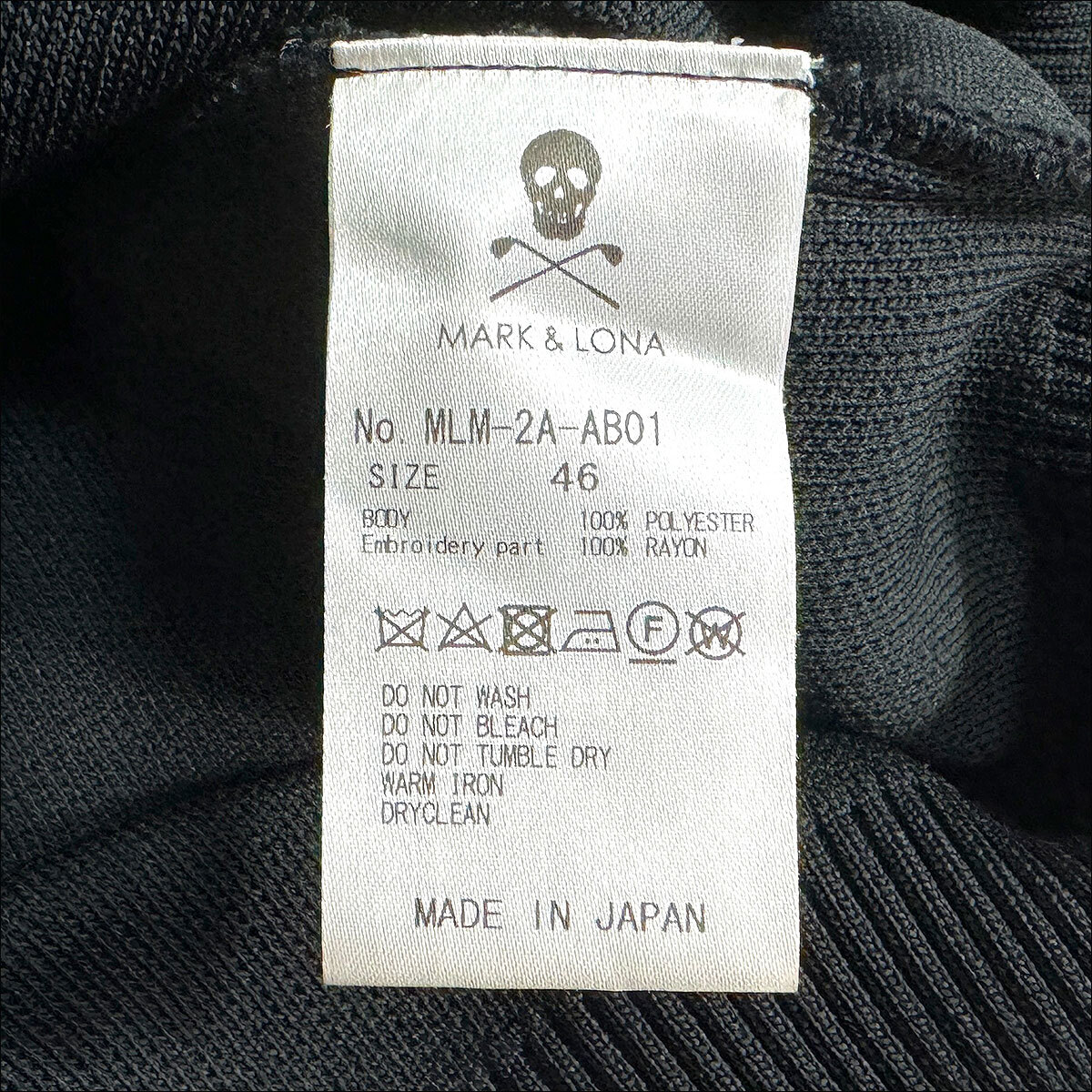 J6448 美品 マーク&ロナ 23AW GOLF OR DIE スカル柄 ストレッチニット ブラック 46 MARK&LONA_画像4