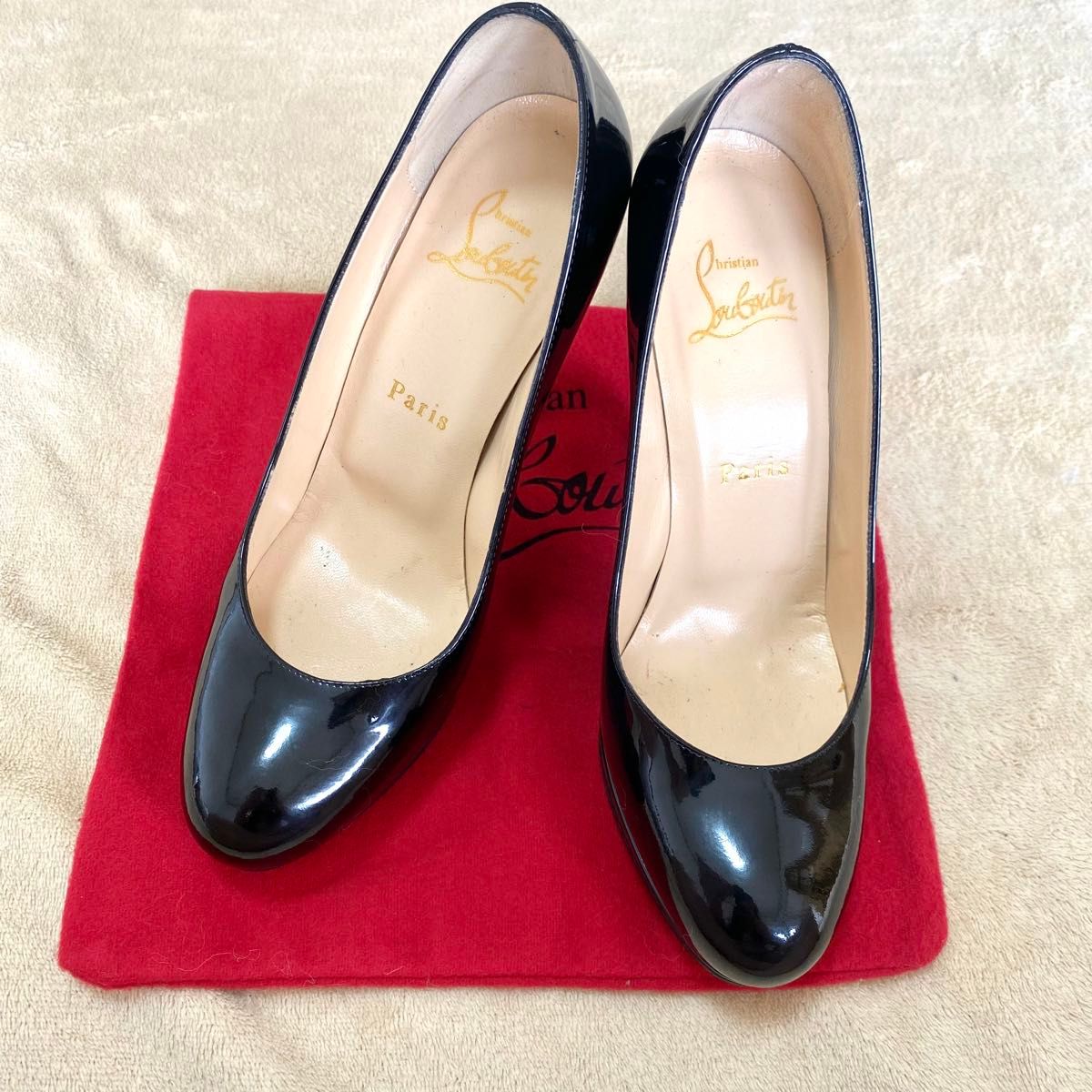 【美品】クリスチャンルブタン パテントレザー パンプス 35.5  高さ120 Christian Louboutin ハイヒール