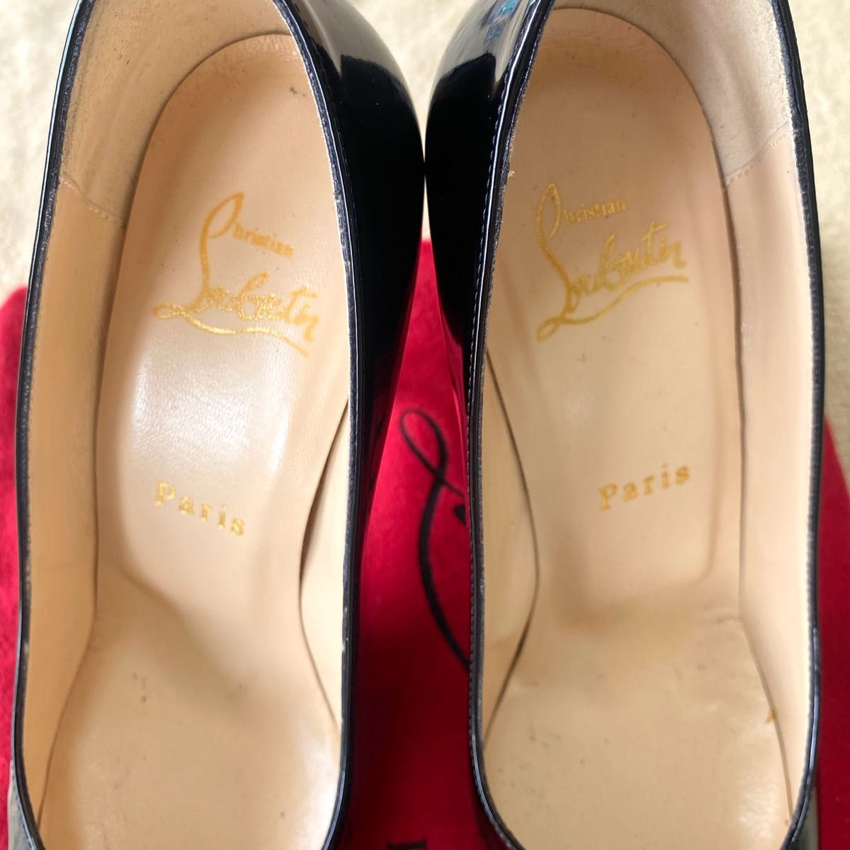 【美品】クリスチャンルブタン パテントレザー パンプス 35.5  高さ120 Christian Louboutin ハイヒール