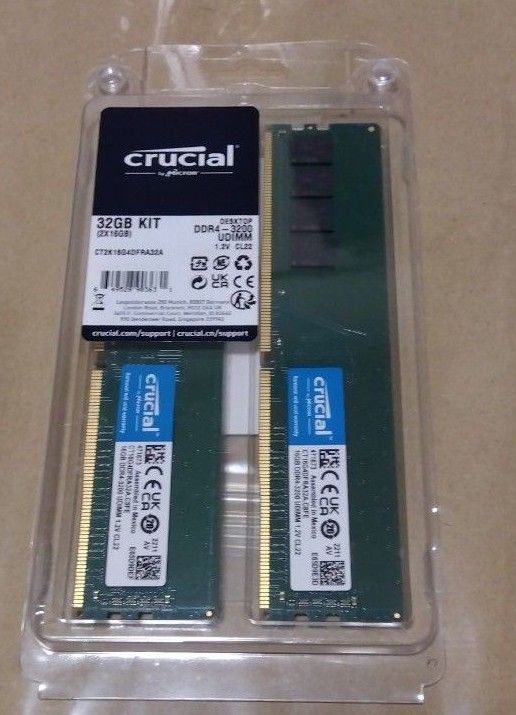 デスクトップ用 Crucial DDR4-3200 32GB KIT (16GBx2) CT2K16G4DFRA32A