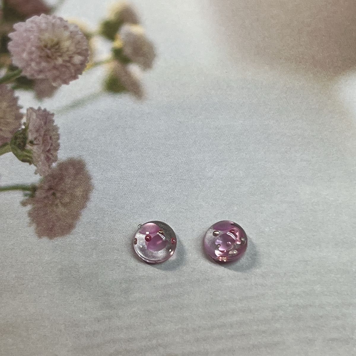 ハンドメイド ピアス ノンホールピアス 桜