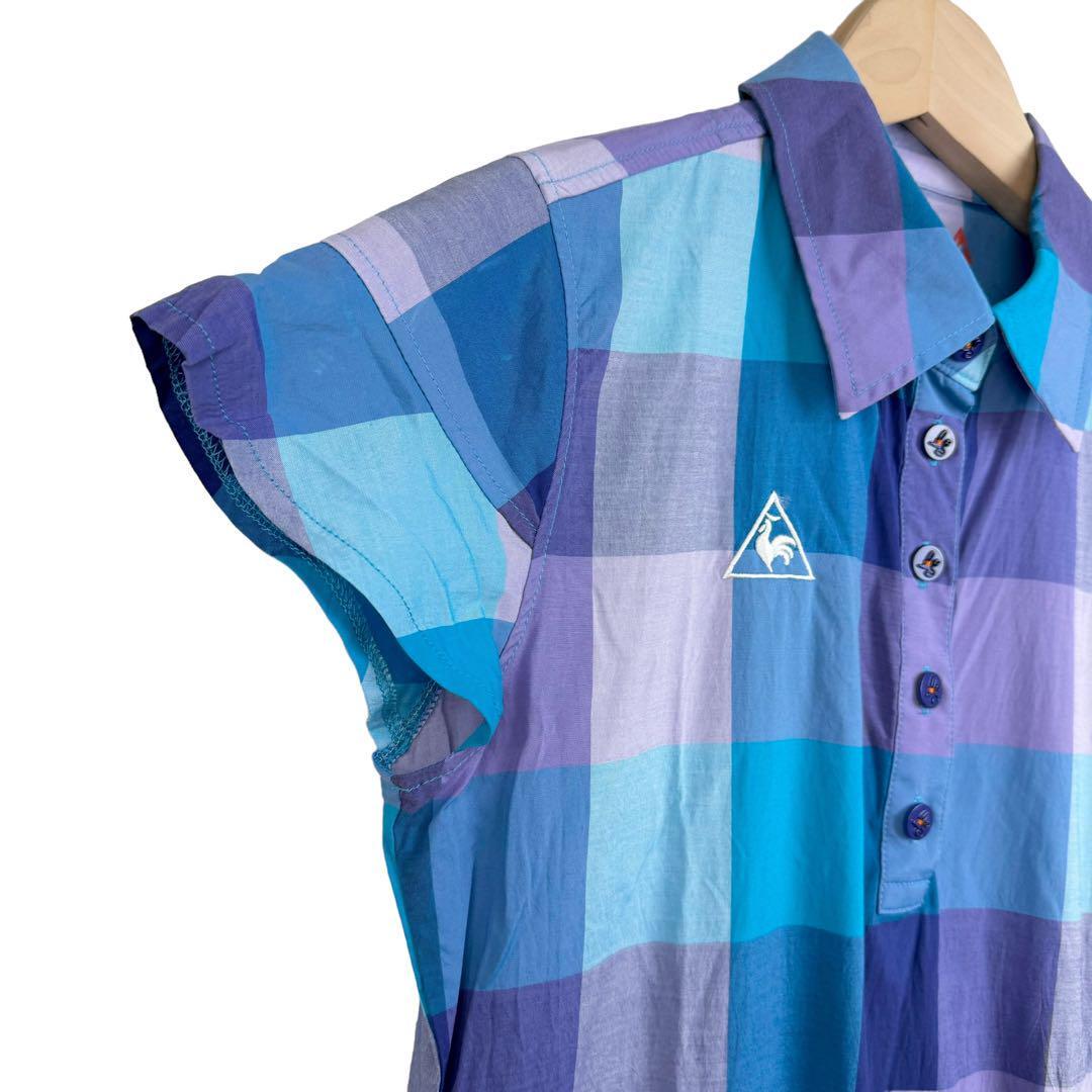 サイズS★Lecoq sportif GOLF COLLECTION★ポロワンピース シャツワンピ チェック柄 ルコックゴルフコレクション レディース T2607古着公園