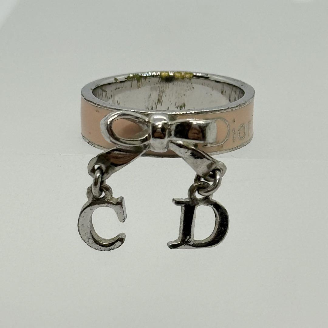 ★1円スタート★ ディオール リボン リング ピンク 指輪 レディース 14号 Christian Diorの画像1