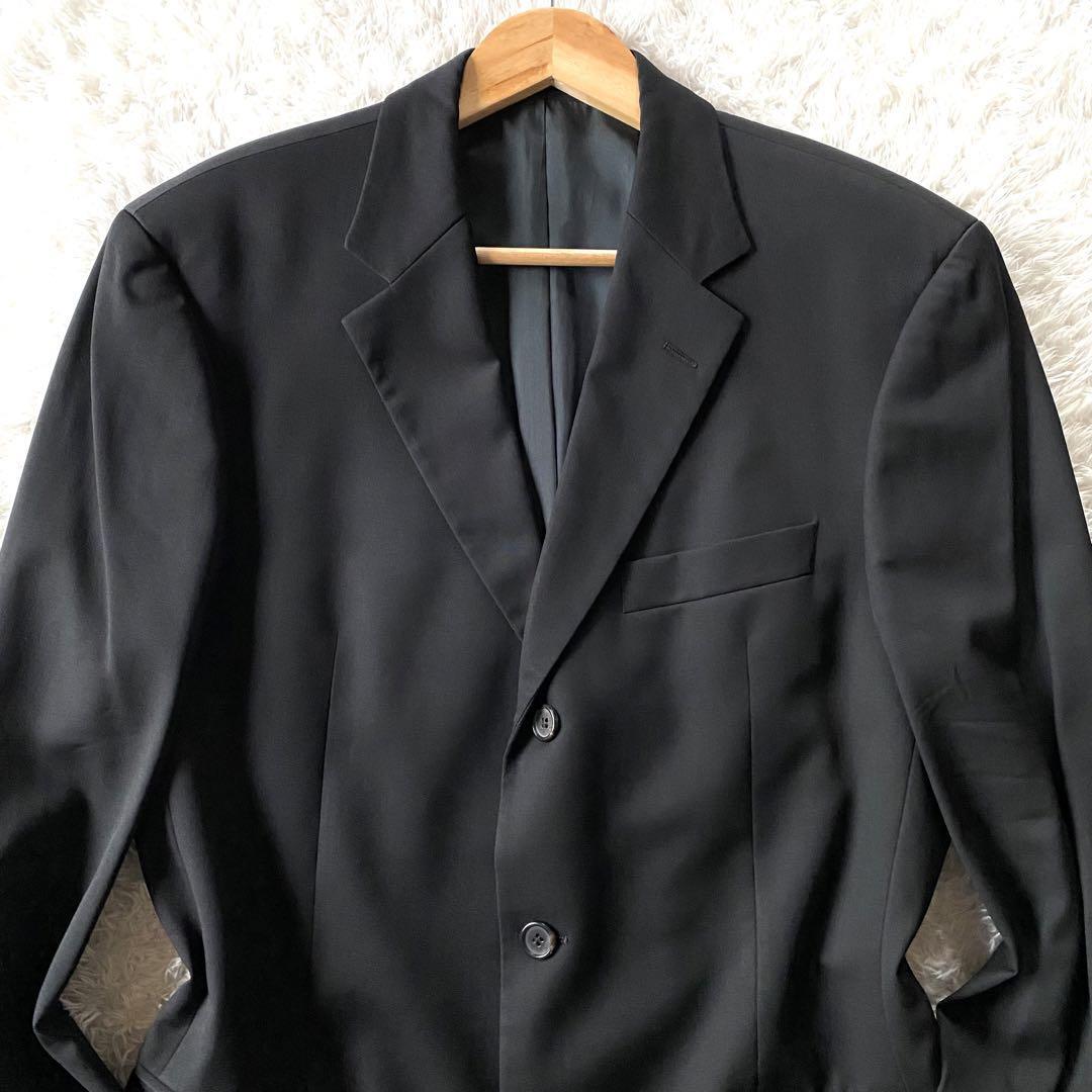 希少サイズXL/美品 ●HUGO BOSS ヒューゴボス ビジネス スーツ セットアップ テーラードジャケット アウター パンツ 50 黒 ブラック メンズの画像3