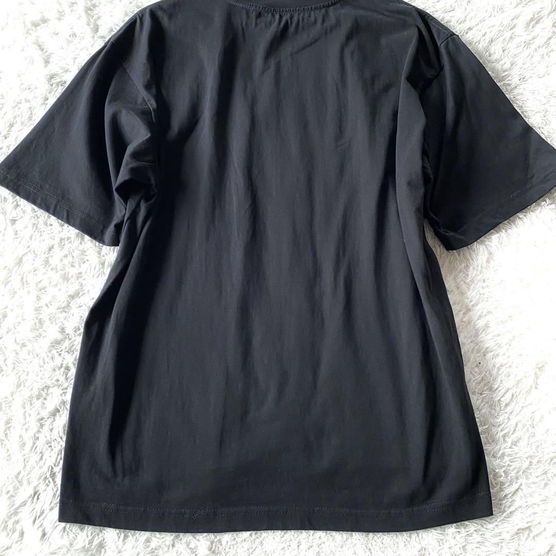 極美品/Lサイズ ●BALENCIAGA バレンシアガ 半袖 Tシャツ カットソー ビッグロゴ ビッグシルエット 黒 ブラック トップス コットン 綿