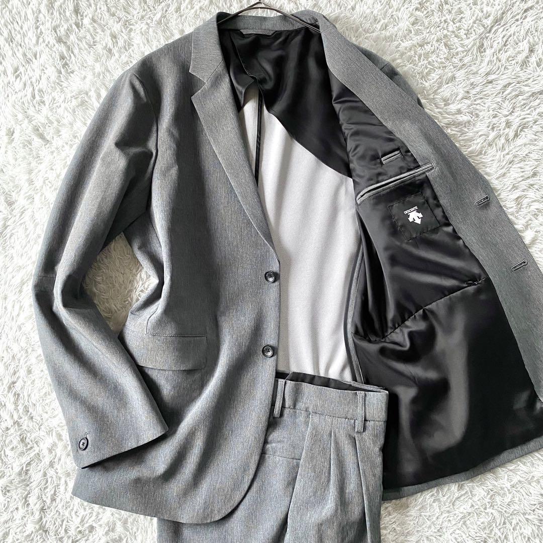  unused class / rare LL size *DESCENTE Descente business suit setup travel suit stretch Anne navy blue gray men's business 