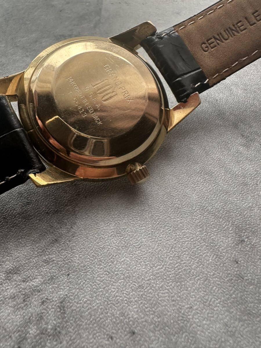 オリエント GRAND PRIX 100 グランプリ デイデイト 14k GOLD FILLED BACK T-55413自動巻き 腕時計 の画像6