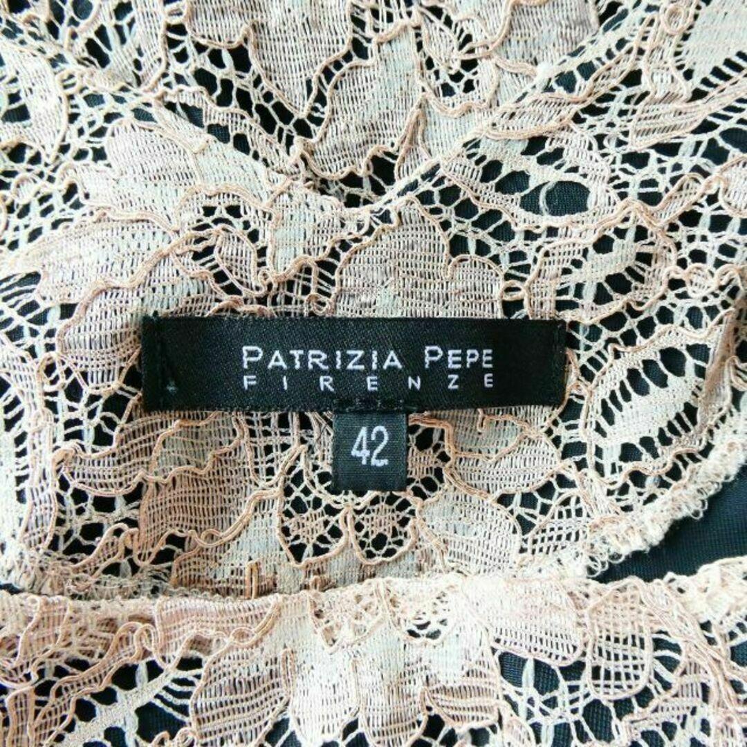 美品 PATRIZIA PEPE パトリツィアペペ サイズ42 半袖 膝丈 ワンピース ドレス 花柄 レース レイヤード バックVネック ピンク_画像8