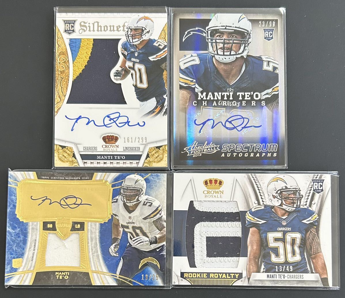 NFL Chargers Manti Te'o RC Auto 3枚 他 2013 Topps 25枚限定 / Absolute 99枚限定 / Crown Royal Silhouette 299枚限定 Fottball_画像1