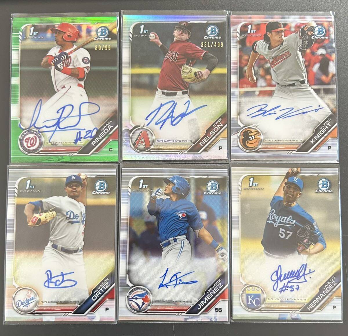 2019 Bowman Chrome 1st Auto 6枚セット Israel Pineda Nationals Ryne Nelson Diamondbacks Leonardo Jimenez Blue Jays 他 MLBの画像1