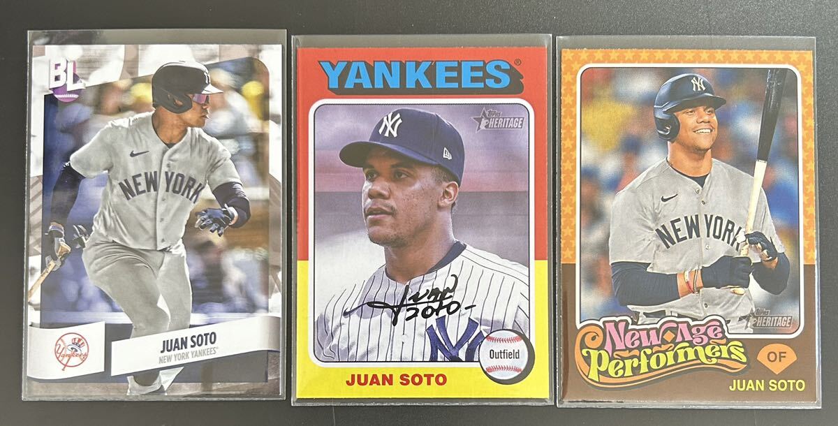 Juan Soto Yankees 2024 Topps Heritage MLB Base #143 New Age Performers NAP-21 / Big League Base #102 3枚の画像1