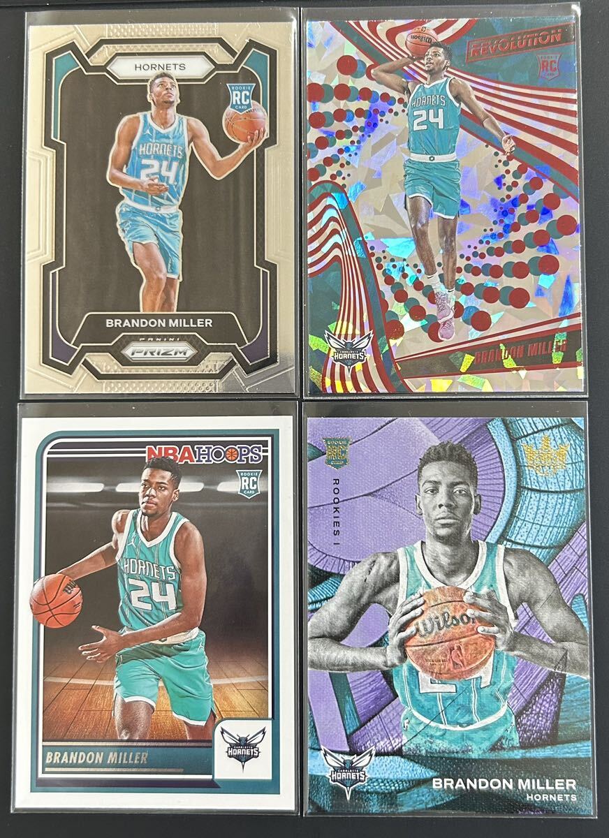 Brandon Miller Hornets RC 4枚 2023-24 Hoops / Court Kings / Prizm / Revolution New Year Parallel Basketball NBAの画像1