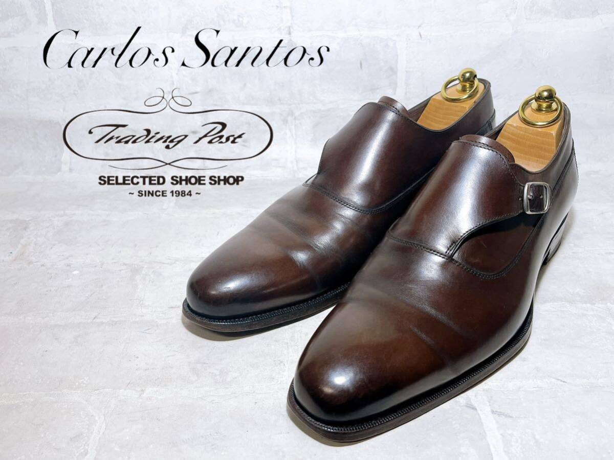 定価7万円【美品】CARLOS SANTOS カルロスサントス 高級 ビジネス ドレスシューズ 本革 レザー 茶 UK7.5（約26cm）高級紳士靴の画像1