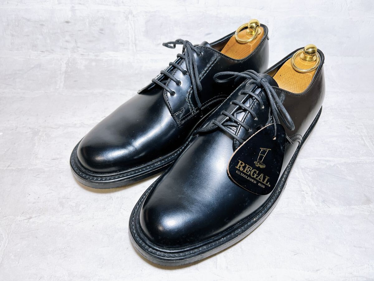 【未使用】REGAL リーガル 上質 プレーントゥ ビジネスシューズ 黒 レザー PIGEON 25EEcm メンズ 高級紳士靴の画像3