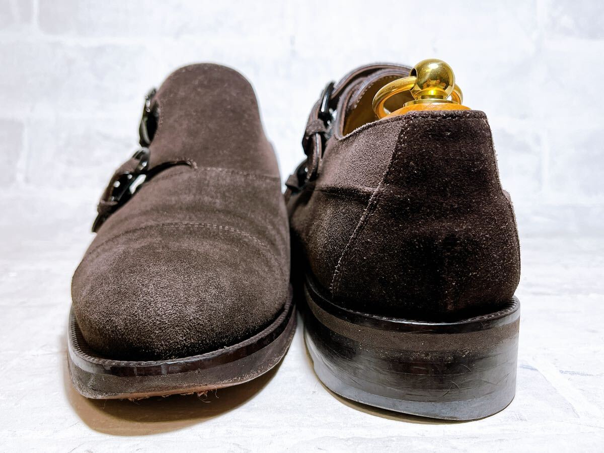 イタリア製【美品】a.testoni ア・テストーニ 高級 ダブルモンク スエード 茶 ビジネスシューズ UK6（約24.5cm）高級紳士靴 メンズ_画像5