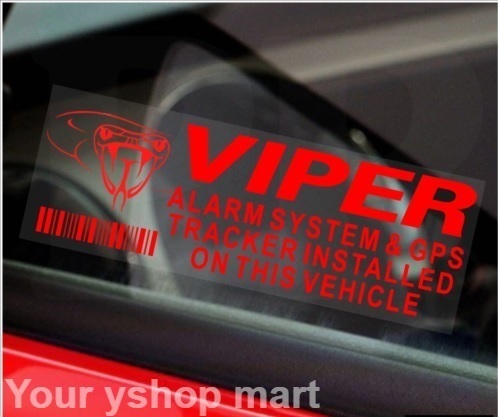 送料無料 Viper バイパー セキュリティ ステッカー 赤(レッド）２枚セット GPS Tracking Device 盗難防止の画像1