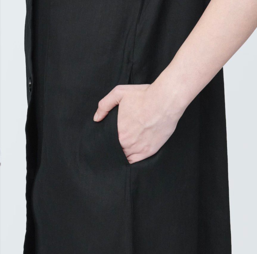 無印良品 ヘンプ混ストレッチ ジレワンピース婦人XL・黒 タグ 無印良品 ヘンプ混ストレッチ ジレワンピース婦人XL・黒 タグ