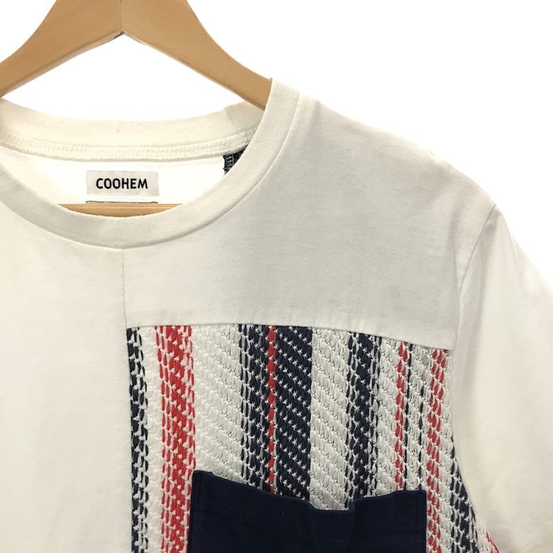 Coohem / コーヘン | SUMMER STRIPE TWEED T-SHIRT ニット切替 ポケットTシャツ | M | ホワイト | メンズ_画像2