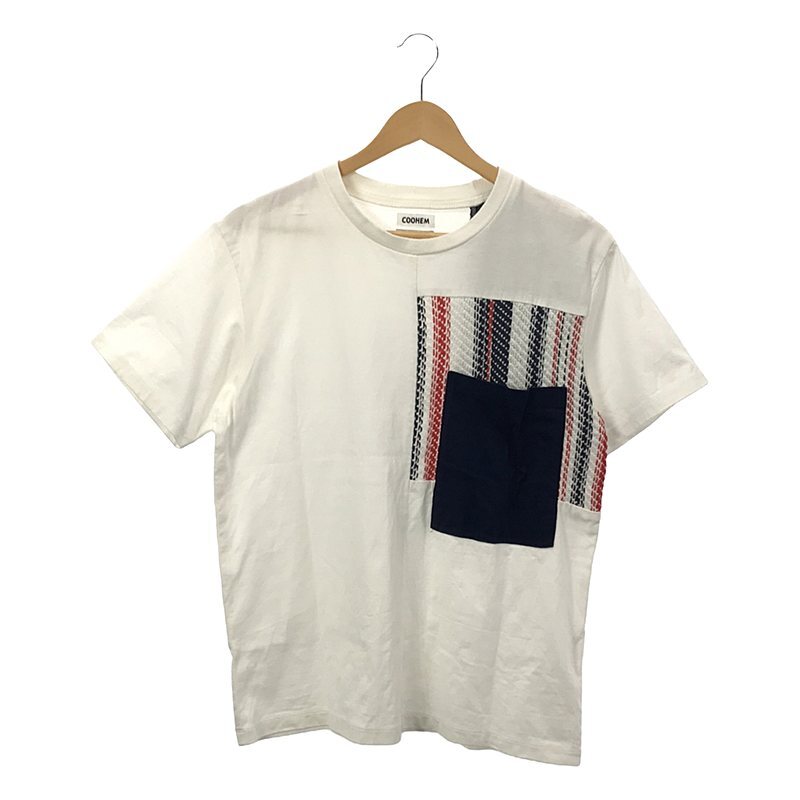 Coohem / コーヘン | SUMMER STRIPE TWEED T-SHIRT ニット切替 ポケットTシャツ | M | ホワイト | メンズ_画像1