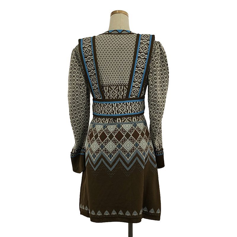 【新品】 Mame Kurogouchi / マメクロゴウチ | 2022AW | Fair Isle Knitted Dress / ジャガード ニット ワンピース | 2 | brown_画像4