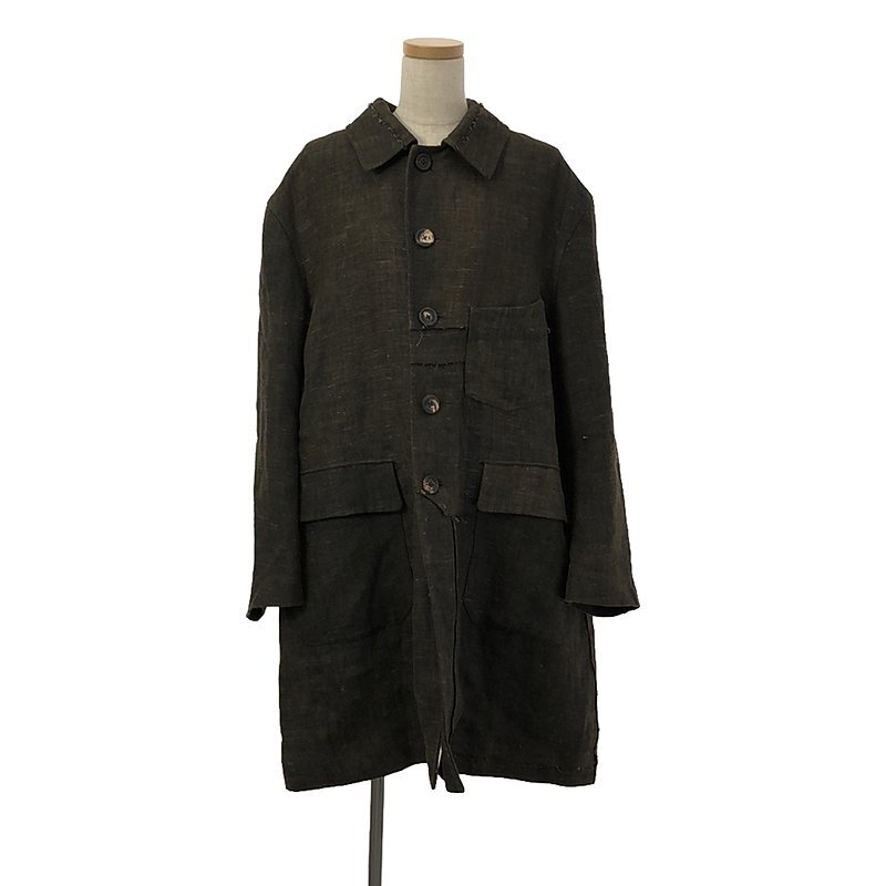 【美品】 ziggy chen / ジギーチェン | 2023AW | HEAVY LINEN / SINGLE BREASTED COAT / シングルコート / 総裏地 | 44 | ブラウン系_画像1